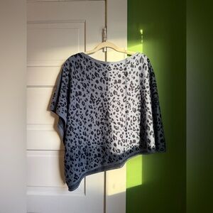 Talbots asymmetrical Gray and Black Leopard Print poncho